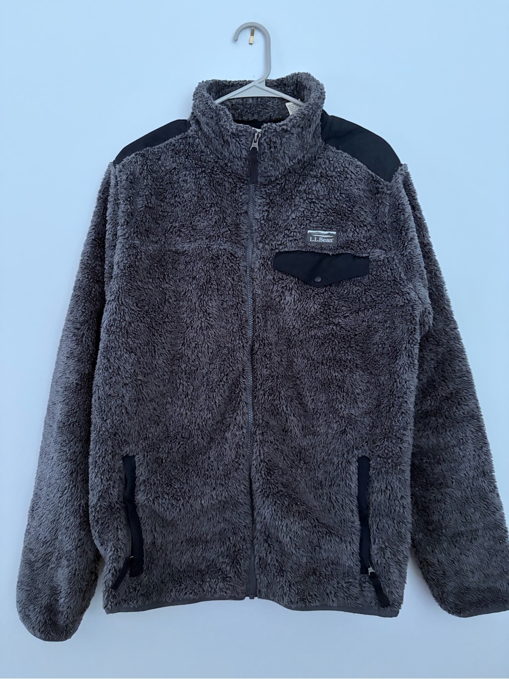 L.L. Bean Men's Gray Sherpa Full-Zip Jacket